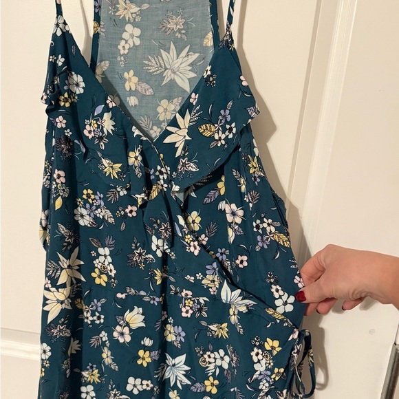 Mossimo Supply Co. Teal and Floral Side Zip & Wrap Sundress, Sz XXL - Picture 2 of 7